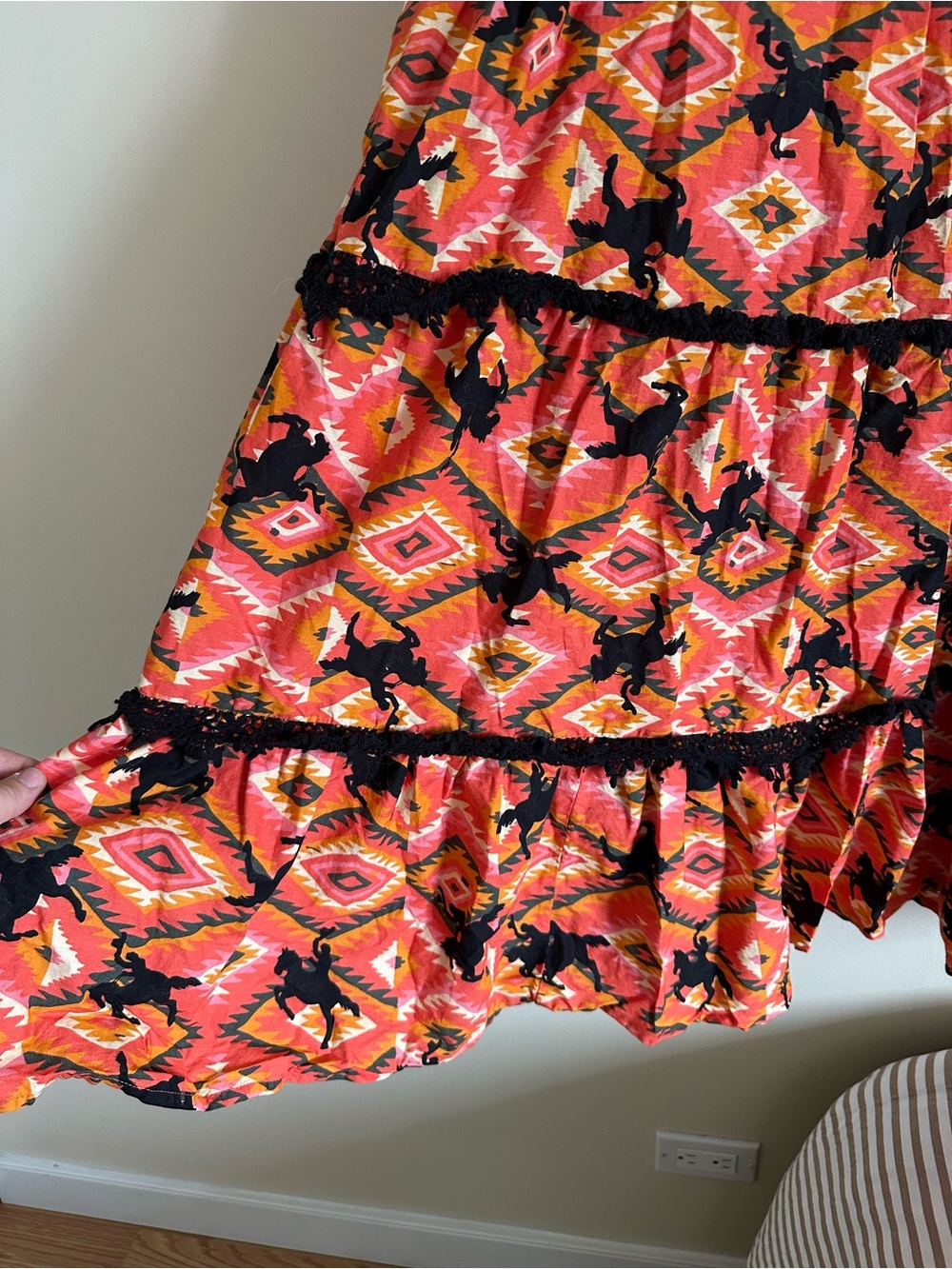 Never Fully Dressed Orange & Black Printed Tiered Maxi Dress - Picture 7 of 9
